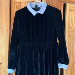 Missguided velvet Wednesday addams babydoll dress